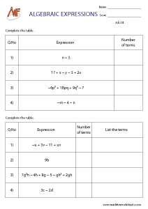 Algebraic Expressions