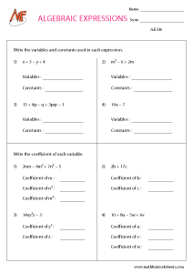Algebraic Expressions
