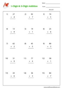 2 -digit plus 1 -digit addition