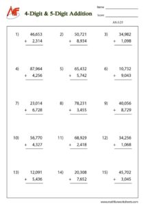 4 -digit plus 5 -digit addition