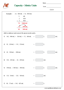 Capacity - Metric and Customary units