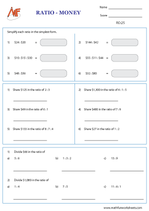 Ratio Worksheets