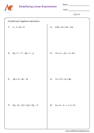 Simplifying Algebraic Expressions
