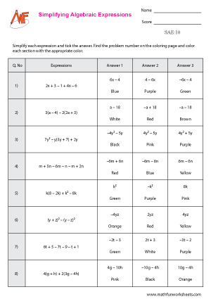 Simplifying Algebraic Expressions