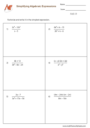 Simplifying Algebraic Expressions