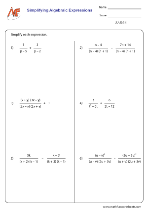 Simplifying Algebraic Expressions