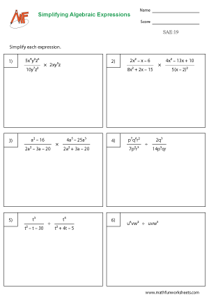 Simplifying Algebraic Expressions
