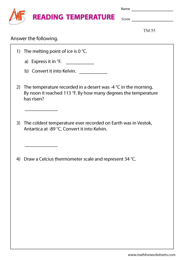 Temperature Worksheets