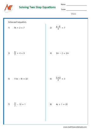 Two Step Equation Worksheets