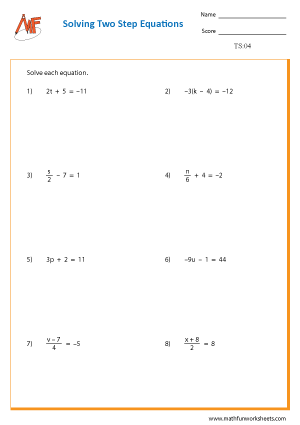 Two Step Equation Worksheets