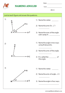 Naming Angles Worksheets