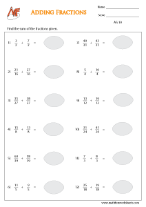 Fraction Addition Worksheets