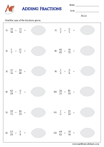 Fraction Addition Worksheets