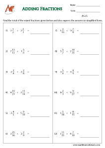 Fraction Addition Worksheets