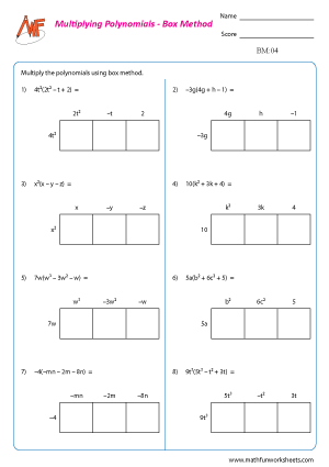 Polynomials – Box method