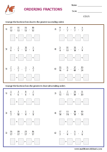 Comparing and Ordering Fractions