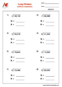 Long Division without Remainder