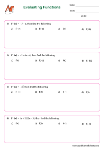 Evaluating Functions Worksheets