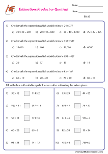 Estimation Worksheets