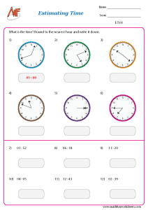 Estimating time and money Worksheets