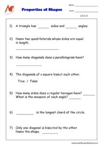 2D Shapes Worksheets