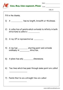 Lines, Rays, Line Segments and Planes