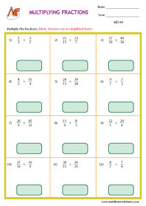 Multiplying and Dividing fractions