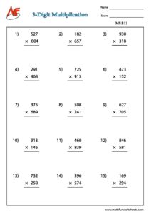 Number Multiplication – Vertical