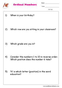Cardinal & Ordinal Numbers