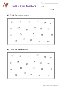 Odd and Even Number Worksheets
