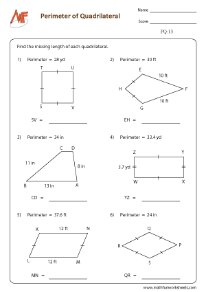 Perimeter of Quadrilaterals