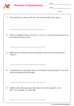 Perimeter of Quadrilaterals