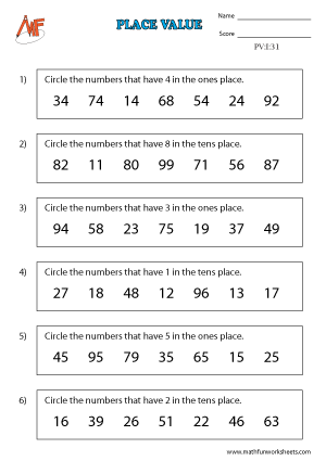 Place Value Worksheets