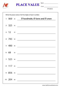 3-Digit Place Value Worksheets