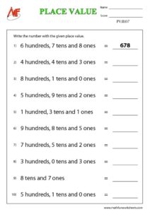 3-Digit Place Value Worksheets