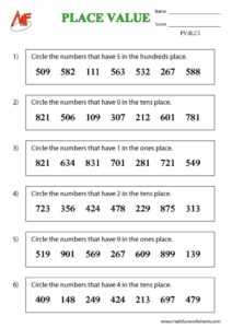 3-Digit Place Value Worksheets