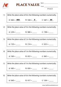 3-Digit Place Value Worksheets
