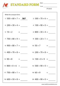 3-Digit Place Value Worksheets