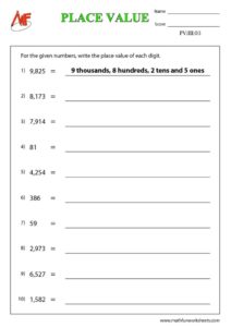 4 Digit Place Value Worksheets
