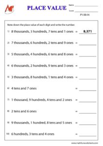 4 Digit Place Value Worksheets