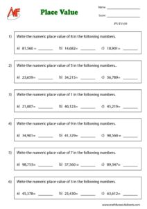 5-Digit Place Value Worksheets