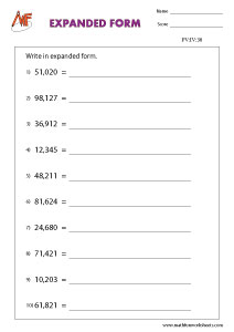 5-Digit Place Value Worksheets
