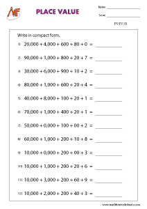 5-Digit Place Value Worksheets