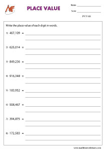 6-Digit Place Value Worksheets