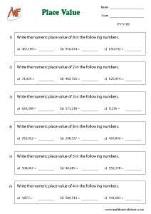 6-Digit Place Value Worksheets