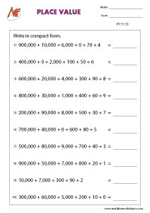 6-Digit Place Value Worksheets
