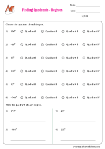 Quadrants Worksheets