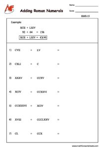 Roman Numerals Worksheets