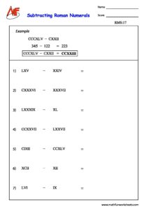 Roman Numerals Worksheets