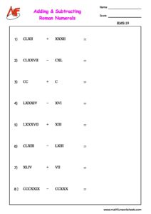 Roman Numerals Worksheets